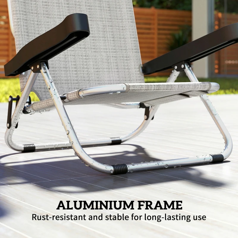 Outsunny Folding Beach Chair Set of 2, Reclining Backpack Beach Camping Chairs with 4-Position Adjustable Backrest