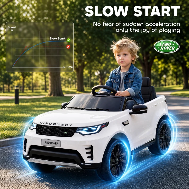 Qaba 12V Electric Car for Kids, Licensed Land Rover Ride on Car with Parent Remote, Soft Start, 4 Wheel Suspension, White