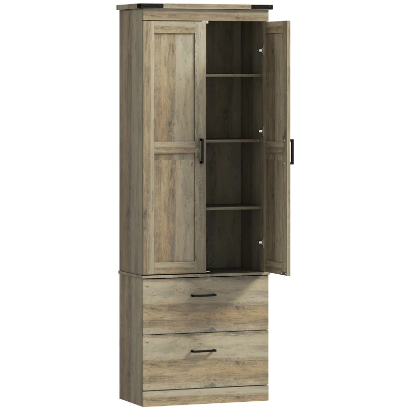 HOMCOM 67" Tall Kitchen Pantry Storage Cabinet, Kitchen Pantry Cabinet with Doors, Drawers and Adjustable Shelves, Light Ivory