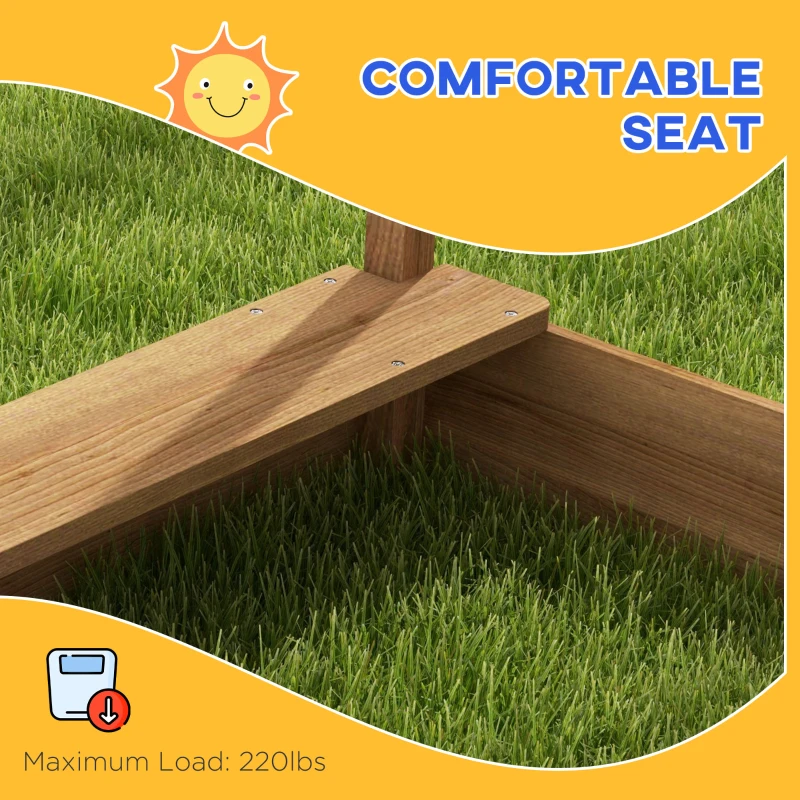 Outsunny Wooden Sandbox with Canopy, House Design for 3-7 Years Old, Brown