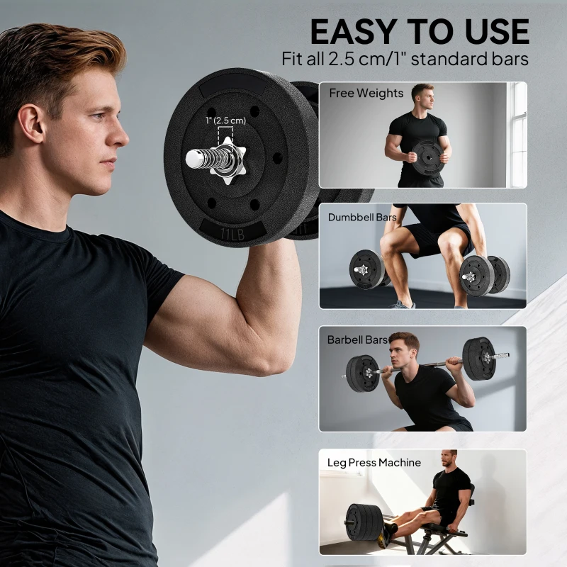 Soozier Weight Plates Set of 4, 1-Inch Barbell Weight Set for Home Gym Strength Training and Weightlifting, 4 x 11 lbs