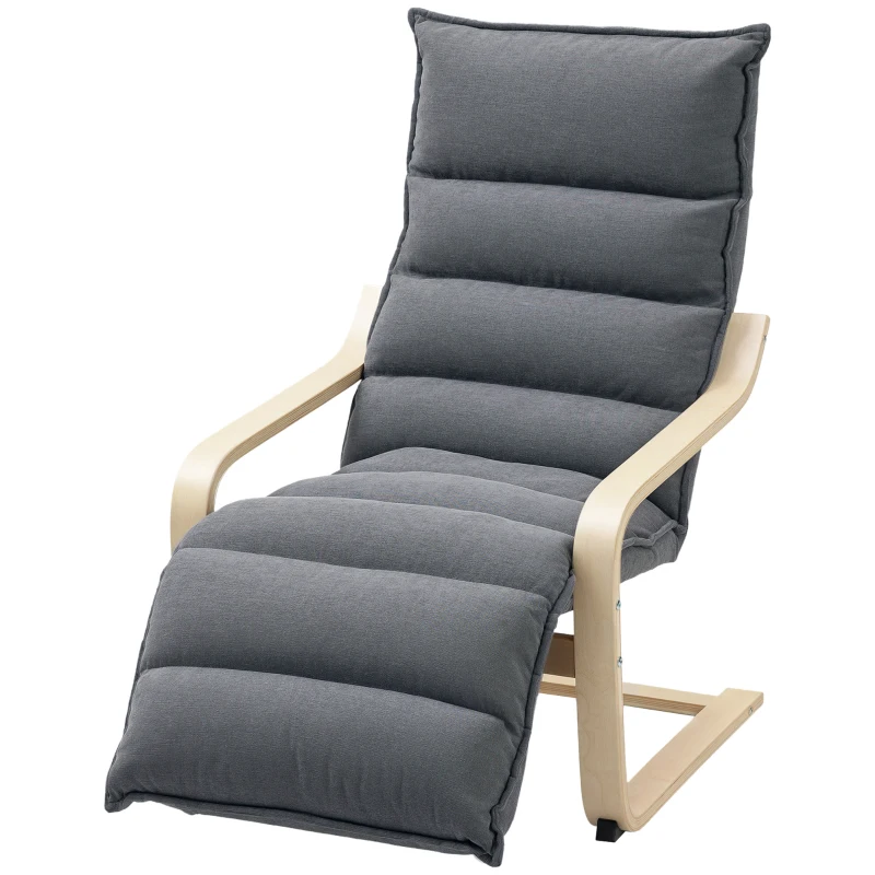 HOMCOM Accent Chair, Velvet Upholstered Living Room Chair with Footrest, Wood Frame, Dark Grey