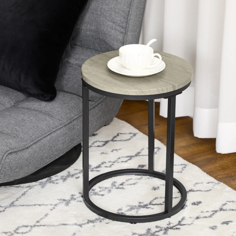 HOMCOM Nesting Tables Set of 3, Round Coffee Table, Stacking Side Tables with Steel Frame for Living Room