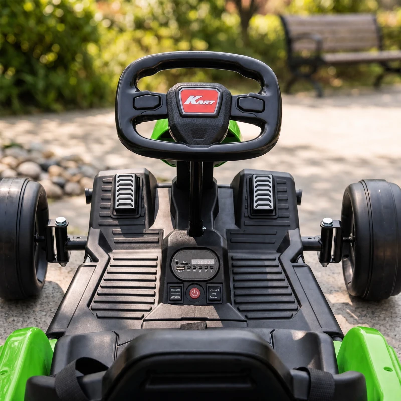 Qaba 24V Electric Go Kart with Dual 150W Motors, Adjustable Seat & 11.2MPH High Speed, Slow Start, 5-Point Harness, Green