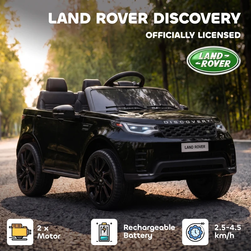 Qaba 12V Electric Car for Kids, Licensed Land Rover Ride on Car with Parent Remote, Soft Start, 4 Wheel Suspension, Black