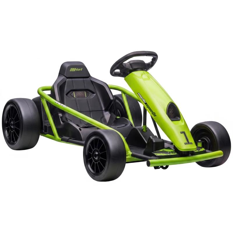 Aosom 24V Electric Go Kart for Kids, Drift Ride-On Racing Go Kart with 2 Speeds, for Boys Girls Aged 8-12 Years Old, Green