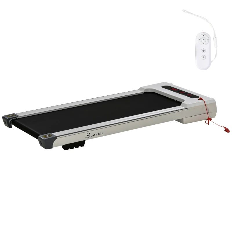Soozier Compact Walking Pad, 2-in1 Under Desk Treadmill, Walking Jogging Machine with Bluetooth, Remote Control, 12 Pre-Programs, Transport Wheels, Installation-Free, for Home Gym Office