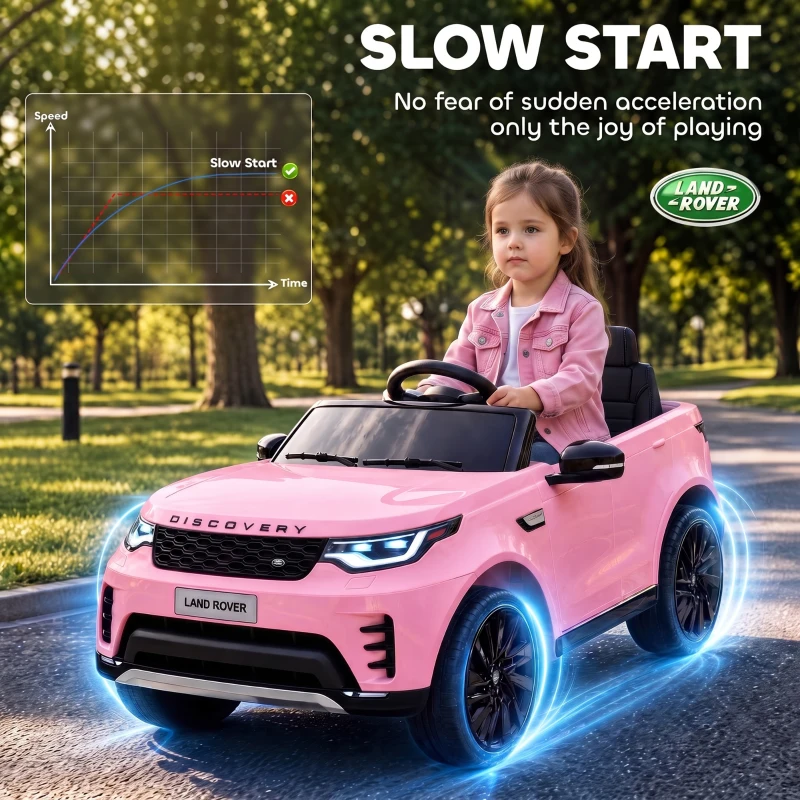 Qaba 12V Electric Car for Kids, Licensed Land Rover Ride on Car with Parent Remote, Soft Start, 4 Wheel Suspension, Pink