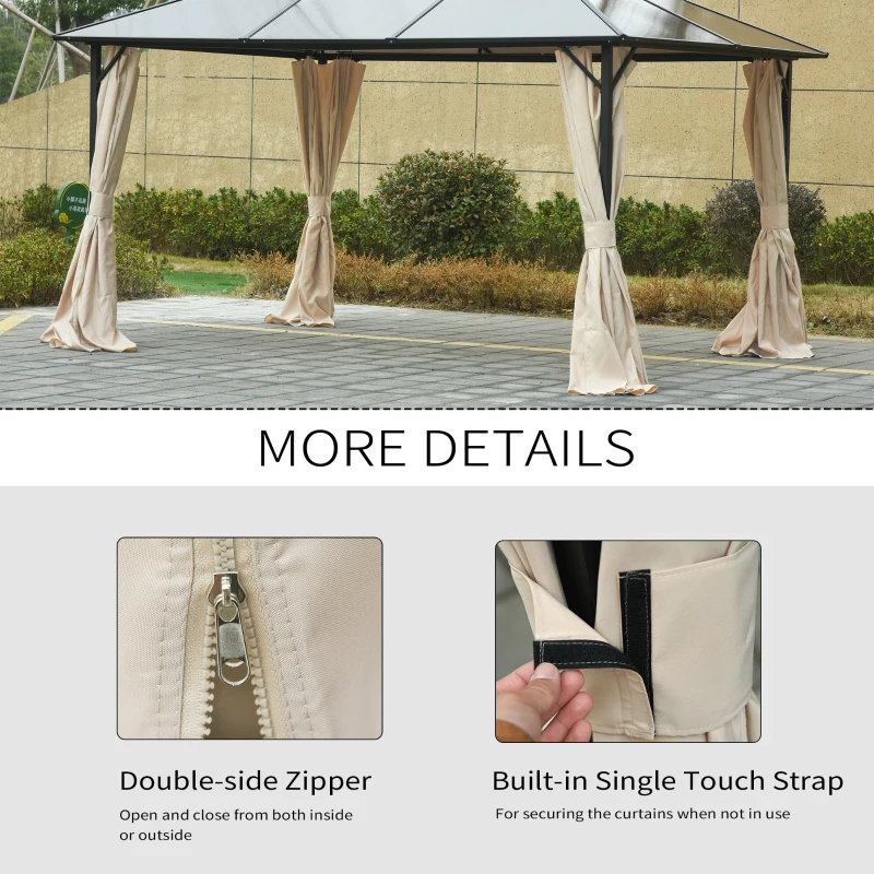 Outsunny 9.84' x 9.84' Gazebo Sidewall Set with Hooks/C-Rings, Beige