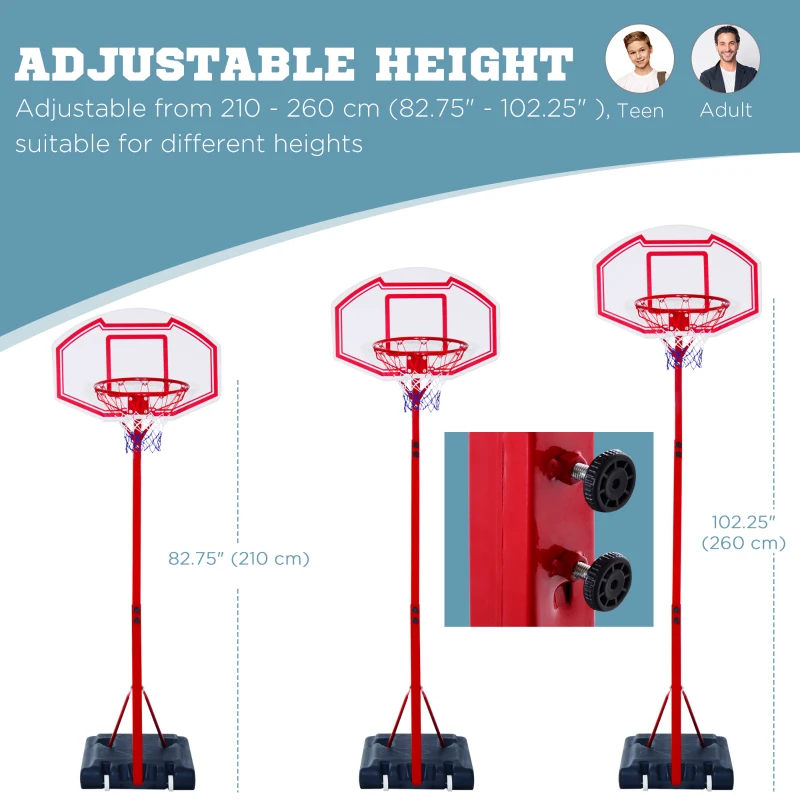 Soozier 6.9-8.5FT Basketball Hoop, Outdoor Adjustable Basketball Goal with Shatterproof Backboard, Built-in Wheels, for Youth, Adults, Indoor, Outdoor
