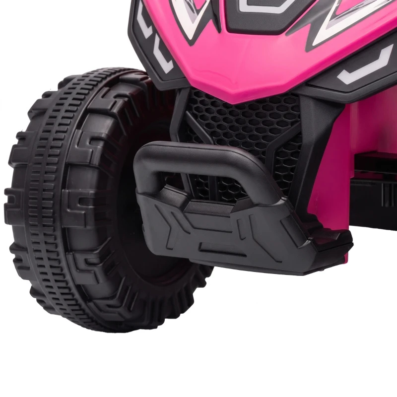 Qaba 6V Kids ATV, 4 Wheels Kids Quad with Button Control, 45Mins Runtime, Max 1.2MPH, Max 55lbs Load for 18-48 M, Rose Red