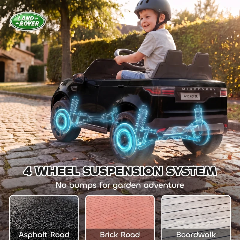 Qaba 12V Electric Car for Kids, Licensed Land Rover Ride on Car with Parent Remote, Soft Start, 4 Wheel Suspension, Black