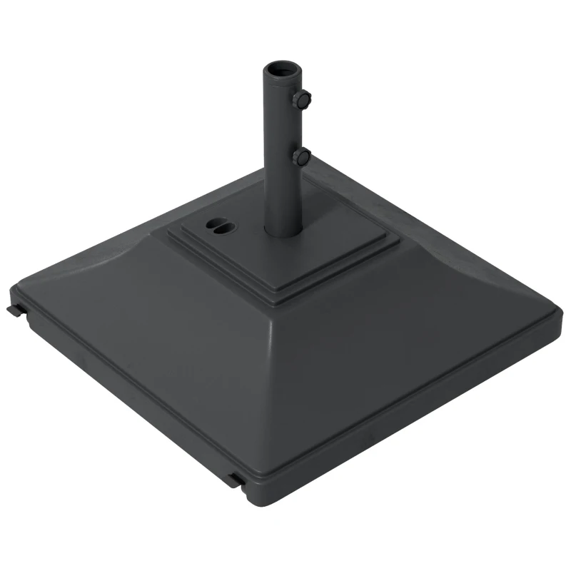 Outsunny Square Umbrella Base with Wheels, 99 lbs Water or 132 lbs Sand Filled, with Double Adjustable Knob, Black