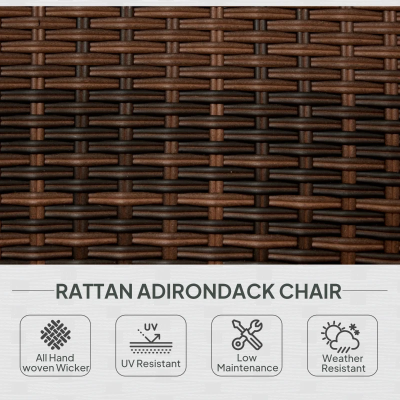 Outsunny Patio Adirondack Chair with Rattan Wicker, Soft Cushions, Tall Curved Backrest for Deck or Garden, Cream White