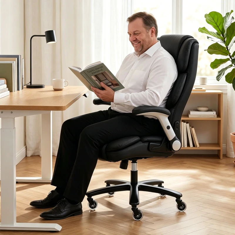 HOMCOM Ergonomic Office Chair with Inflatable Adjustable Lumbar Support, 400 Lbs Heavy Duty High Back Desk Chair, Black