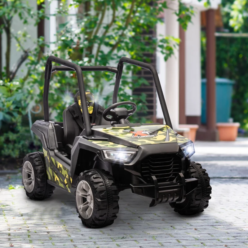 Qaba 12V Kids Electric Car with Parent Remote Control, Spring Suspension, Soft Start, Music, LED Light, Safety Belt, Green