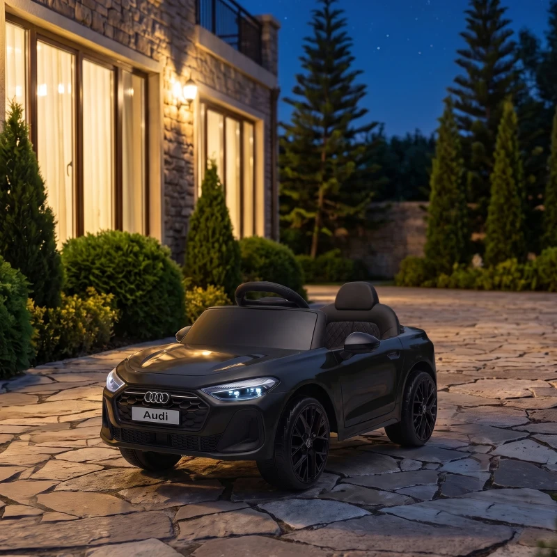 Qaba Audi A5L Licensed Electric Ride on Car for Kids 3-6 with Remote Control Dual Motors 4-Wheel Suspension Music, Black