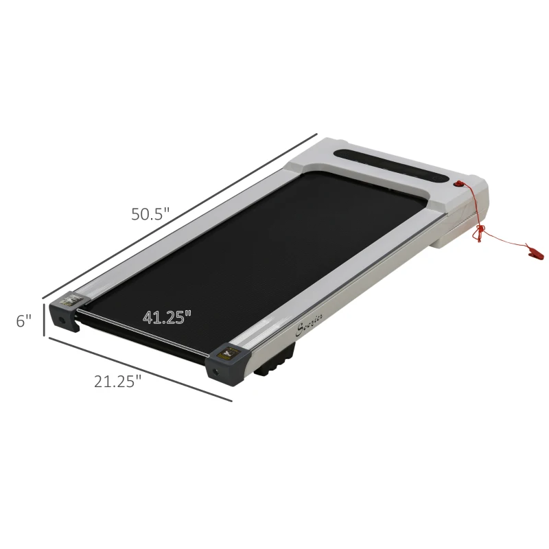 Soozier Compact Walking Pad, 2-in1 Under Desk Treadmill, Walking Jogging Machine with Bluetooth, Remote Control, 12 Pre-Programs, Transport Wheels, Installation-Free, for Home Gym Office