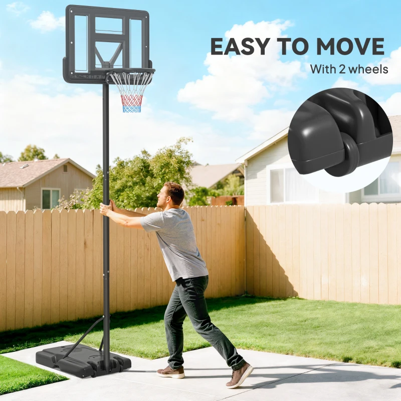 Soozier Portable Basketball Hoop, 7.5-10FT Height Adjustable Swimming Pool Basketball Goal with 43.25" Backboard, Wheels and Fillable Base, for Youth & Adults