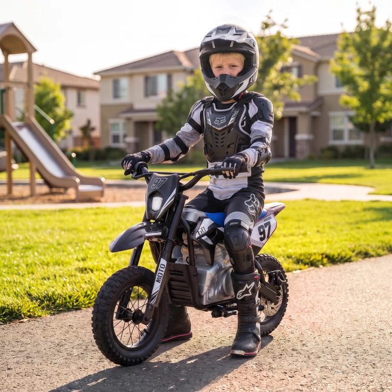 Qaba 36V Electric Dirt Bike for Kids with Brushless Motor, Up to 9.9 MPH, Inflatable Tires and Rear Suspension, Black