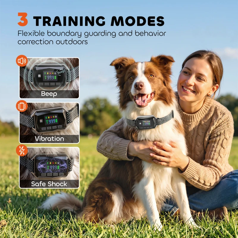 PawHut GPS Dog Training Collar IP67 Waterproof E Collar Remote Rechargeable Black