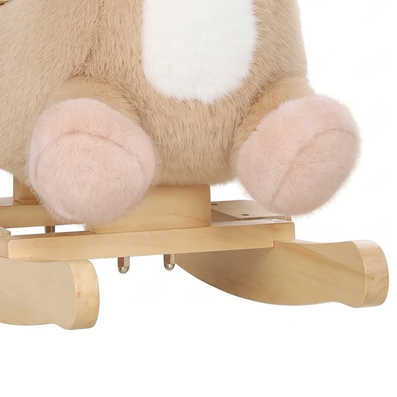 Qaba Rocking Horse for Toddlers 1-3 Years, Deer Baby Rocking Horse with Animal Sound, Seat Belt, Rocking Stopper, Brown