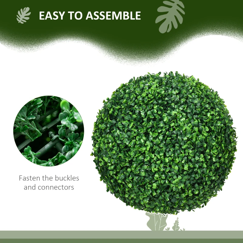 HOMCOM 2 Pack Artificial Tree Boxwood Topiary Balls, 15.7 Inch