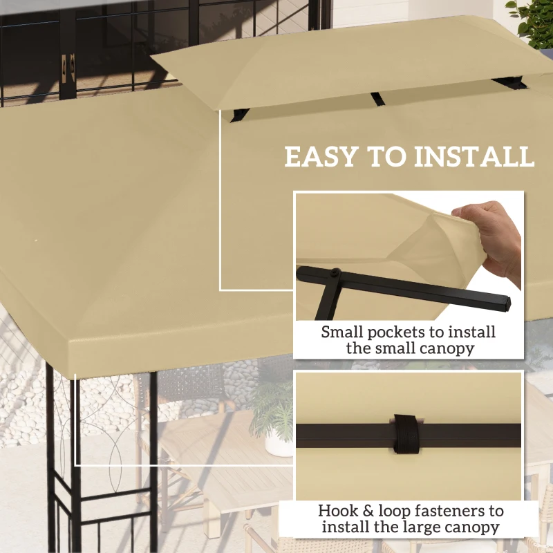 Outsunny 13' x 10' Gazebo Cover, Gazebo Replacement Canopy with 2 Tier Top for Garden, Patio, Outdoor, Beige