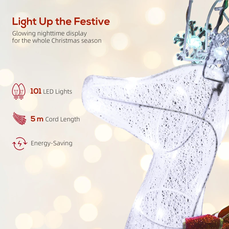 Outsunny 4.3FT Lighted Christmas Reindeer, Christmas Decor with RGB and Warm White LEDs, Stakes and Zip Ties, IP44 Waterproof