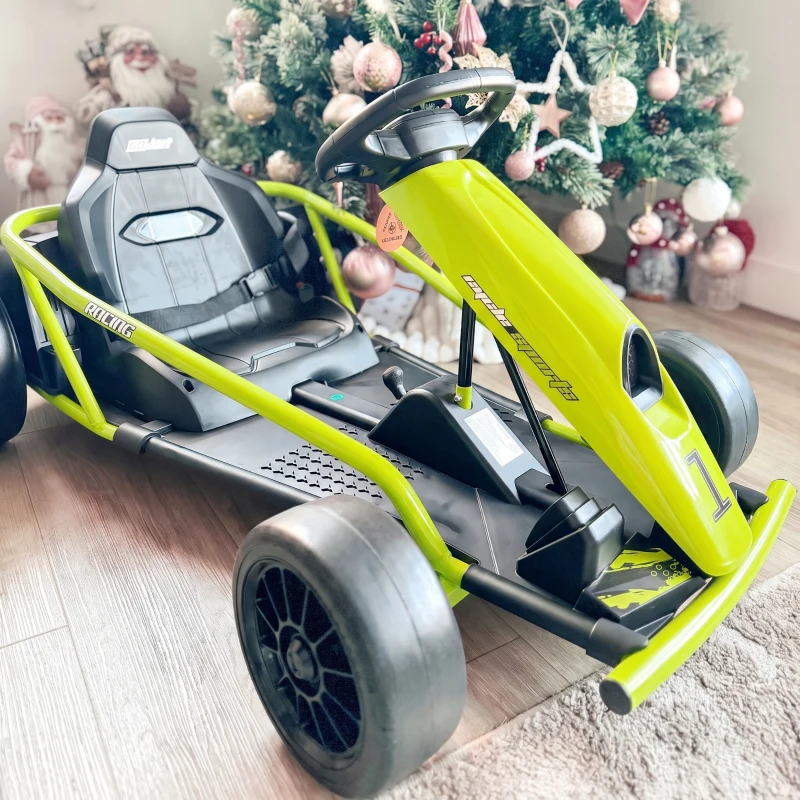 Aosom 24V Electric Go Kart for Kids, Drift Ride-On Racing Go Kart with 2 Speeds, for Boys Girls Aged 8-12 Years Old, Green