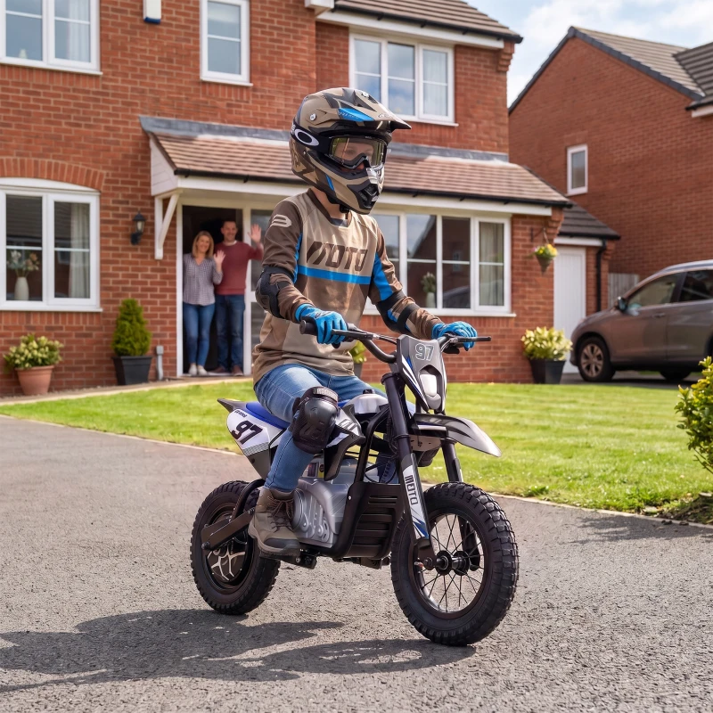 Qaba 36V Electric Dirt Bike for Kids with Brushless Motor, Up to 9.9 MPH, Inflatable Tires and Rear Suspension, Black
