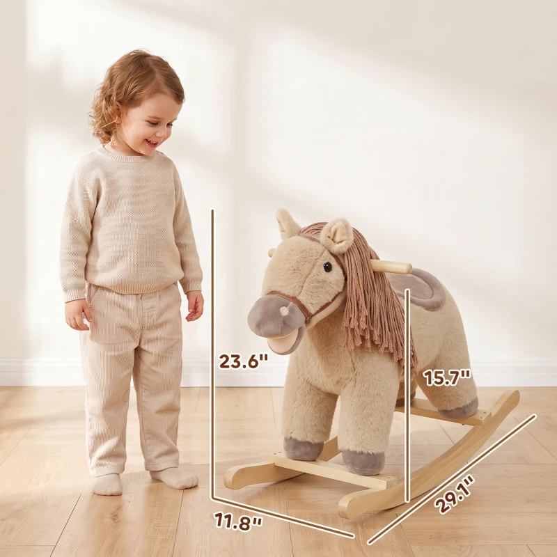 Qaba Baby Rocking Horse for Boys and Girls, Kids Rocking Horse with Realistic Sounds and Anti-Tip limiters