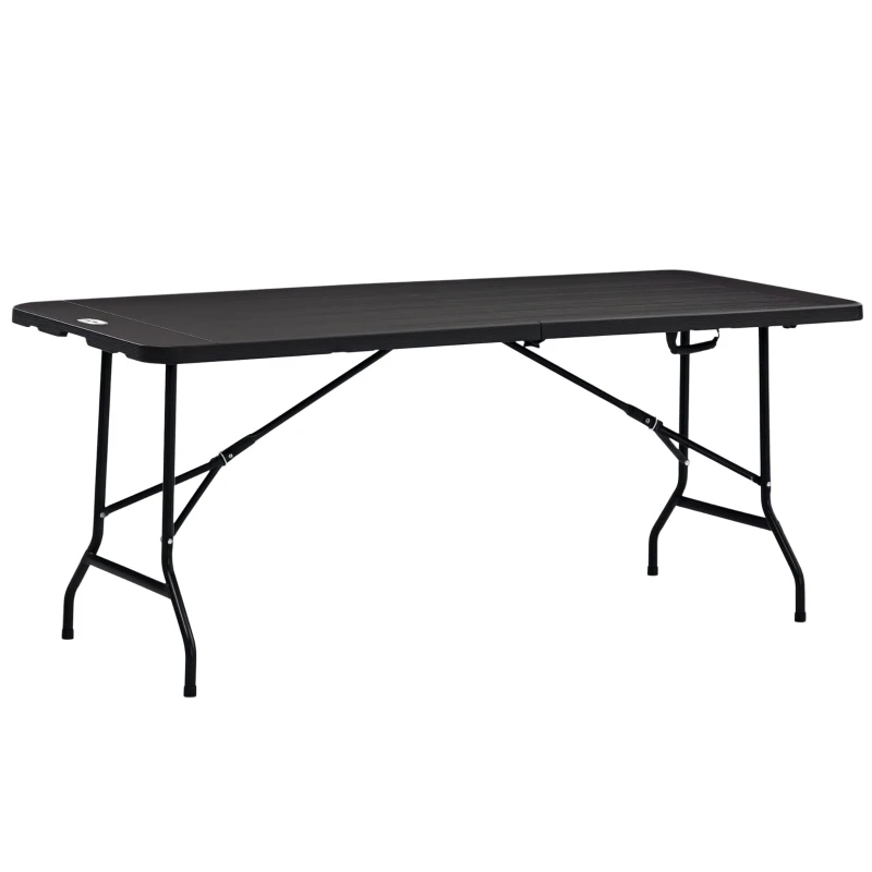 Outsunny Foldable Patio Dining Table for 6, Rectangular Outdoor Table for Garden Lawn Backyard, Dark Grey