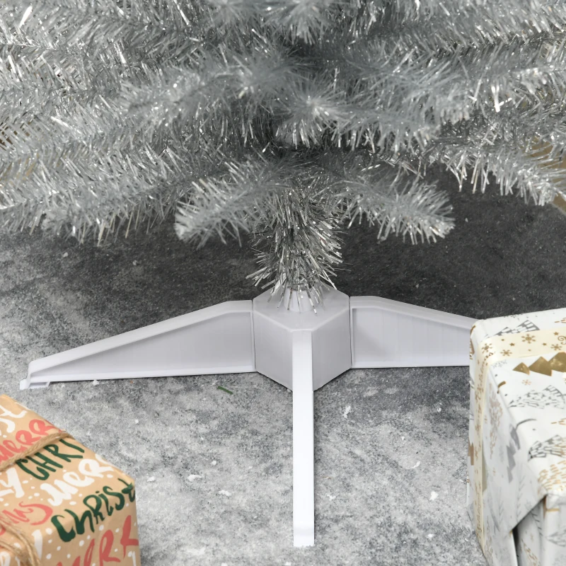 HOMCOM 7ft Unlit Pencil Artificial Christmas Tree with Realistic Branches and 499 Tips, Plastic Base, Silver