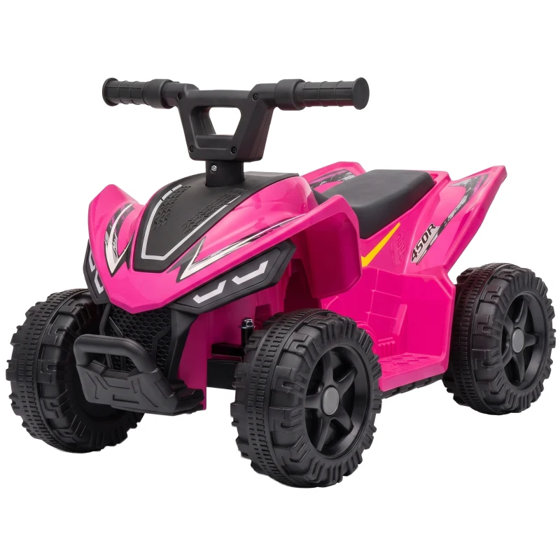 Qaba 6V Kids ATV, 4 Wheels Kids Quad with Button Control, 45Mins Runtime, Max 1.2MPH, Max 55lbs Load for 18-48 M, Rose Red
