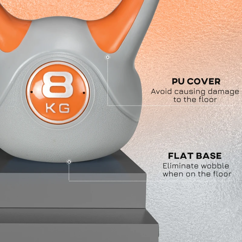 Soozier 18 lb Soft Kettlebell, Sand Filled Weight with Grip Handle, Solid Kettlebell Weight for Full Body Workout, Orange