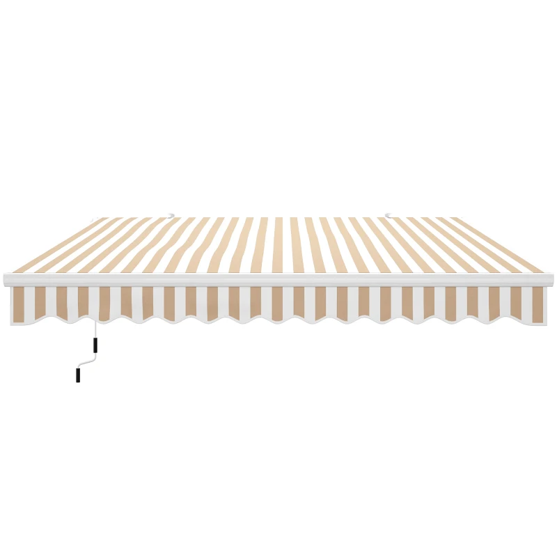 Outsunny 13' x 8' Retractable Awning, Patio Awnings, Sunshade Shelter w/ Manual Crank Handle, UV & Water-Resistant Fabric and Aluminum Frame for Deck, Balcony, Yard, Beige Stripes