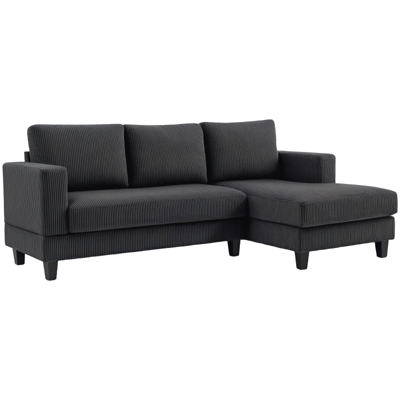 HOMCOM L Shaped Couch, L Shape Sofa with Chaise Lounge and Spring Cushion for Living Room, Bedroom, Grey