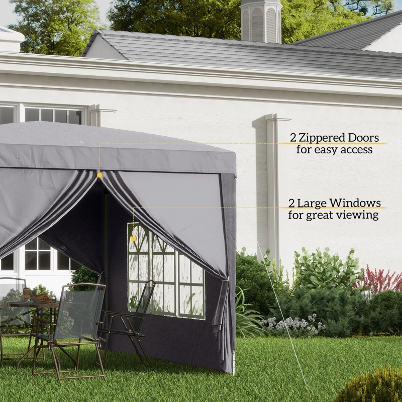 Outsunny 10'x10' Outdoor Pop Up Party Tent Wedding Gazebo Canopy with Carrying Bag (Grey)