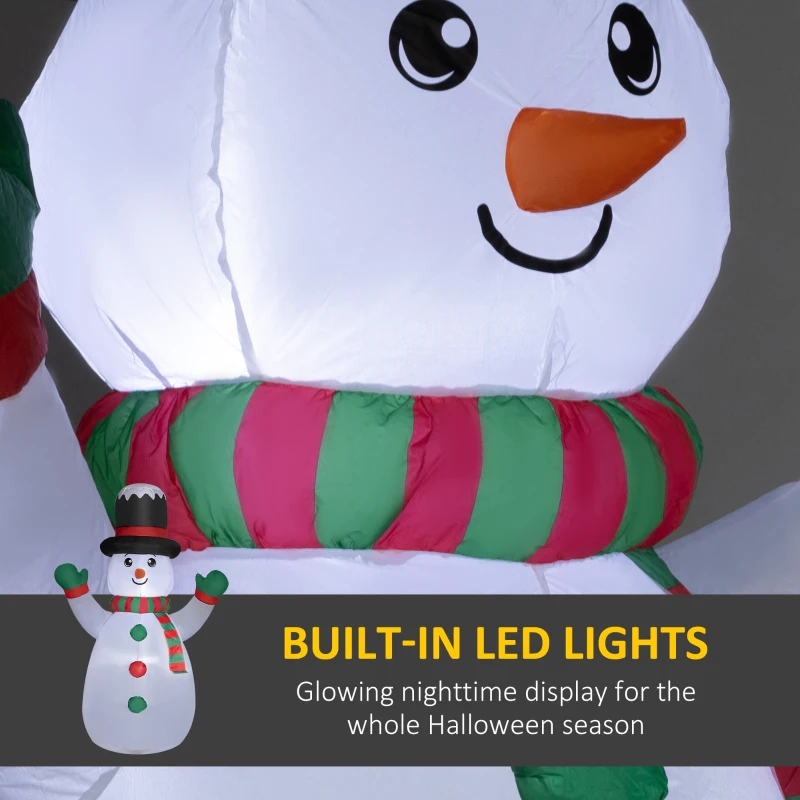 Outsunny 6 FT Christmas Inflatable Snowman, Xmas Blow Up Snowman with LED Lights for Indoor, Outdoor, Lawn, Garden, Party