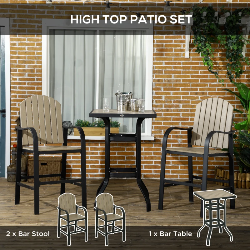 Outsunny Aluminum Frame 3 Piece Bar Set, High Top Patio Table and Chairs Set, Bistro Set with Umbrella Hole