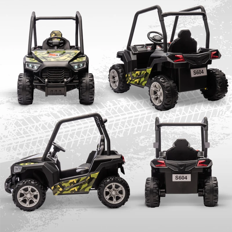 Qaba 12V Kids Electric Car with Parent Remote Control, Spring Suspension, Soft Start, Music, LED Light, Safety Belt, Green