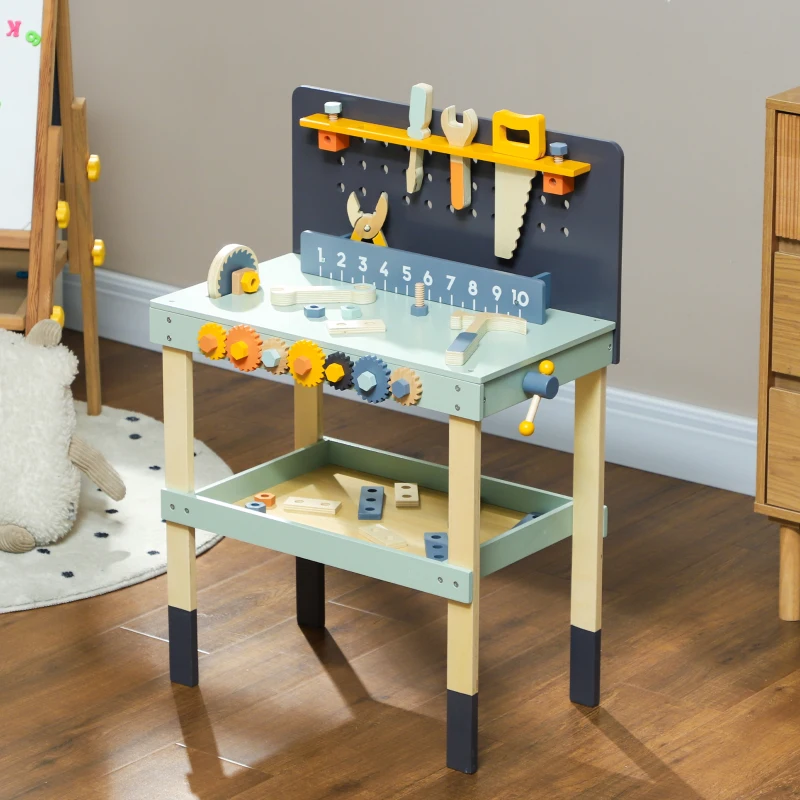 Qaba 49 Piece Toddler Tool Set for Ages 3-6 Years, Light Blue
