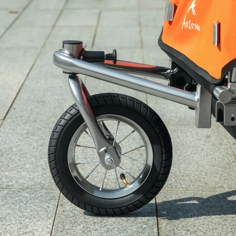 Aosom 2-Seat Elite 360 Swivel Bike Trailer for Kids Bicycle Cargo Trailer with Water-Resistant Windows, Black and Orange