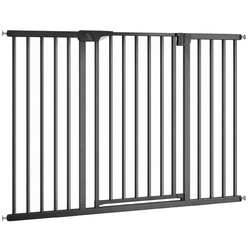 PawHut Baby Gate, Pet Gate with 3 Extensions, Auto-Close, Two-Way Open, Pressure Mounted, 36"H, Black