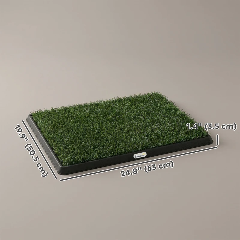 PawHut Dog Grass Pad with Tray, Artificial Grass Pet Training Toilet with Drainage Grid, 2 Grass Mats