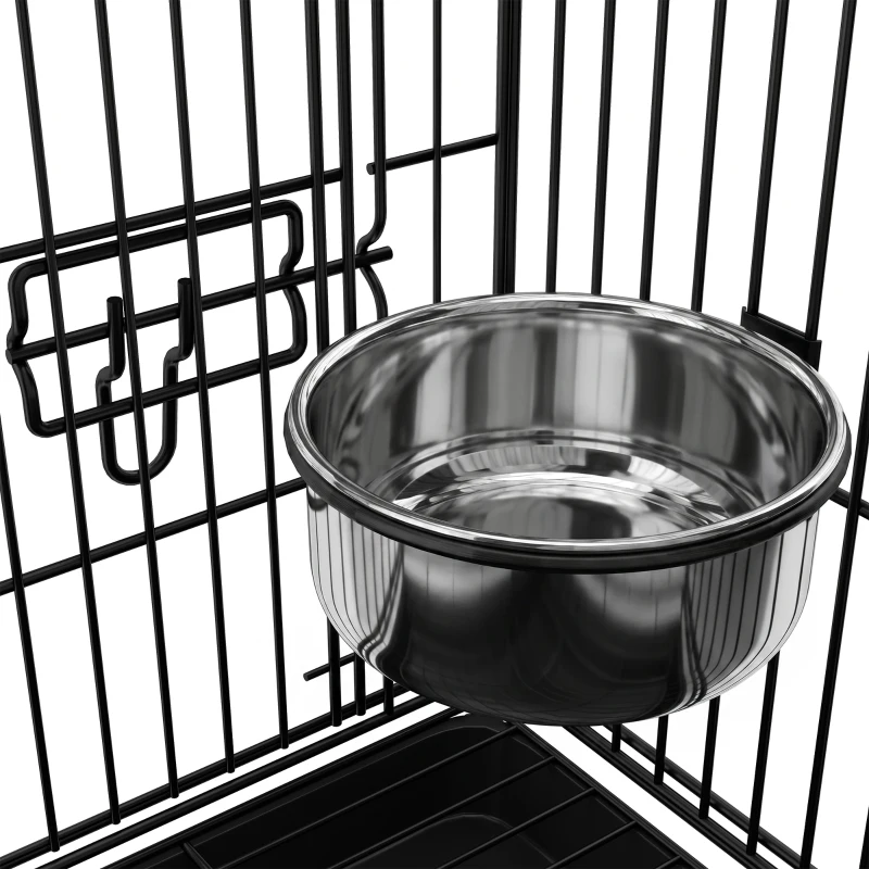 PawHut Bird Cage Portable w/ Slide-Out Tray Travel Cage for Parakeets w/ Perch & Food Bowls Black