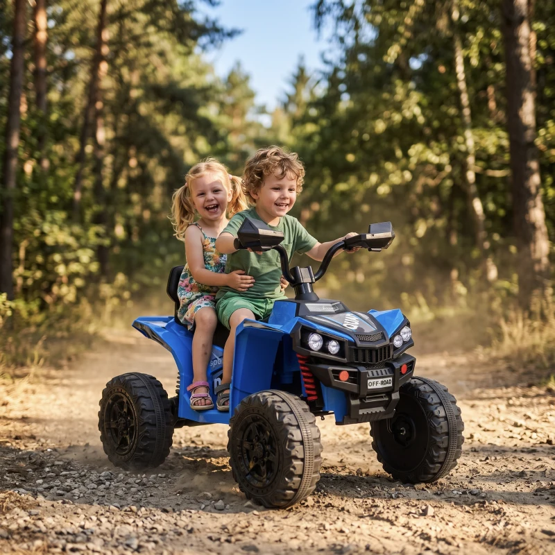 Qaba 24V 2 Seater Ride On Toys, Kids ATV 4 Wheeler with Dual Motors, High & Low Speed for Boys Girls Aged 3-8 Years, Blue