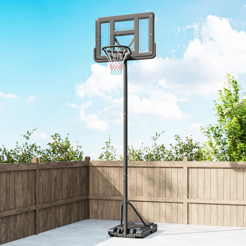 Soozier Portable Basketball Hoop, 7.5-10FT Height Adjustable Swimming Pool Basketball Goal with 43.25" Backboard, Wheels and Fillable Base, for Youth & Adults