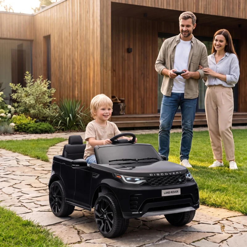 Qaba 12V Electric Car for Kids, Licensed Land Rover Ride on Car with Parent Remote, Soft Start, 4 Wheel Suspension, Black
